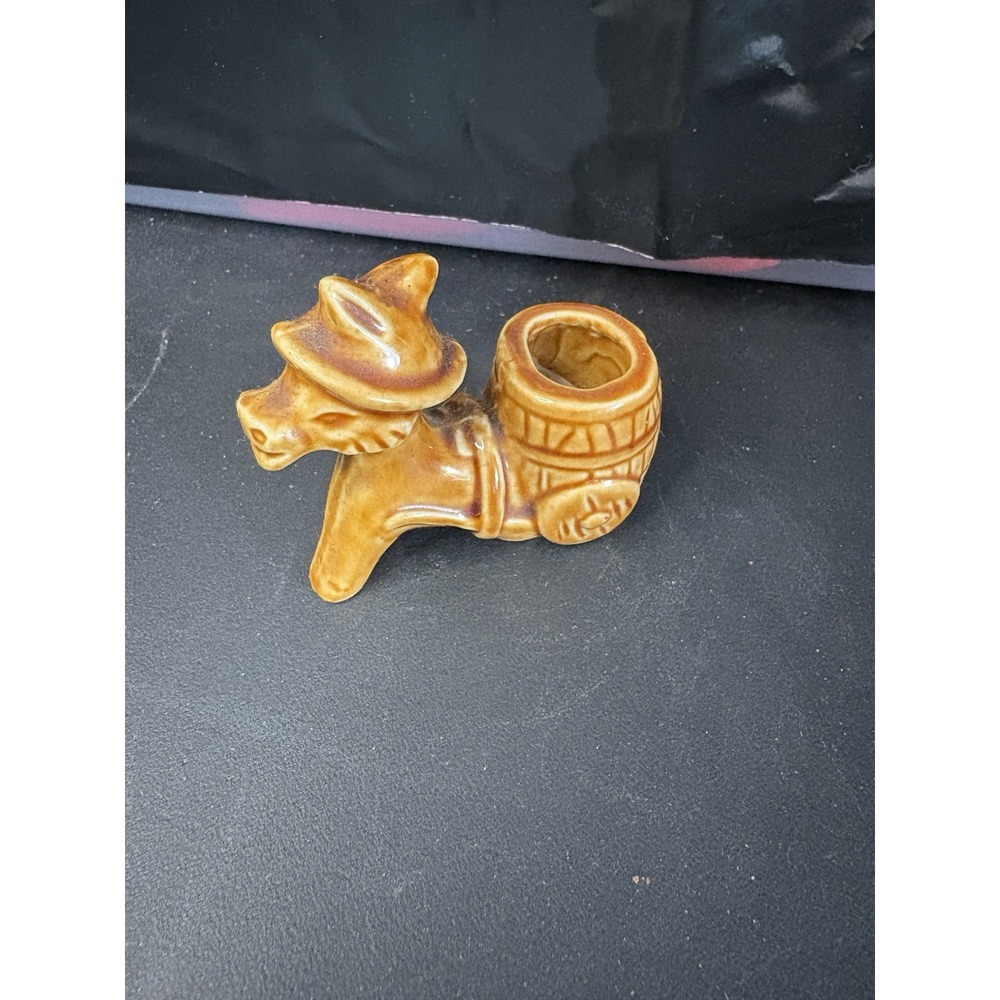 Vintage Ceramic Donkey Toothpick Holder Figurine Japan 3"